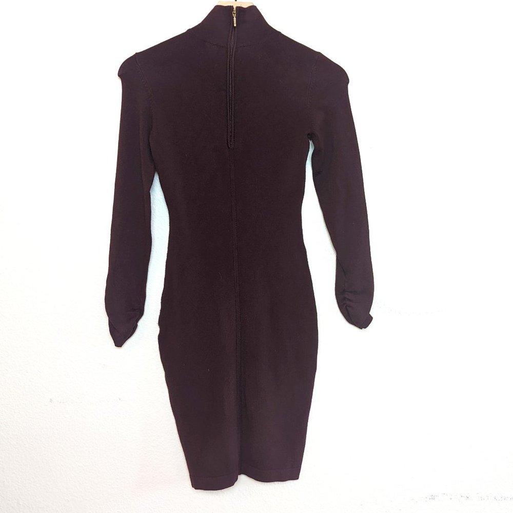 Guess By Marciano Burgundy Long Sleeve Turtleneck Fitted Pencil Dress Size Small